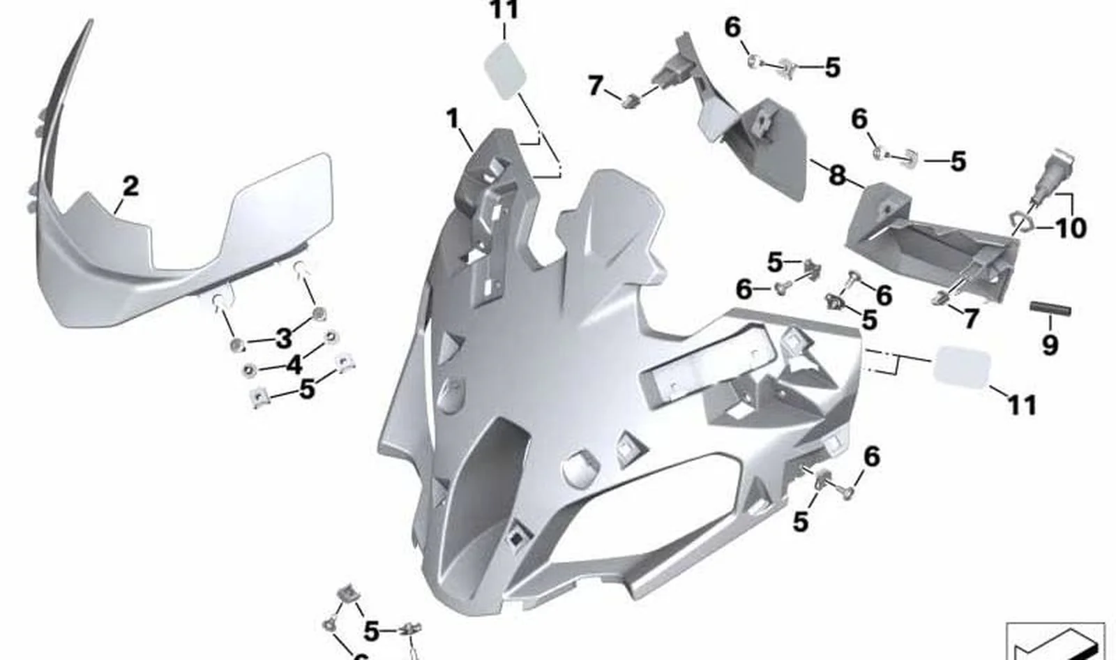 Remate interior izquierdo OEM 46638394607 para motos BMW S 1000 XR (K69), M 1000 XR (KM9)... y más. Original BMW Motorrad.
