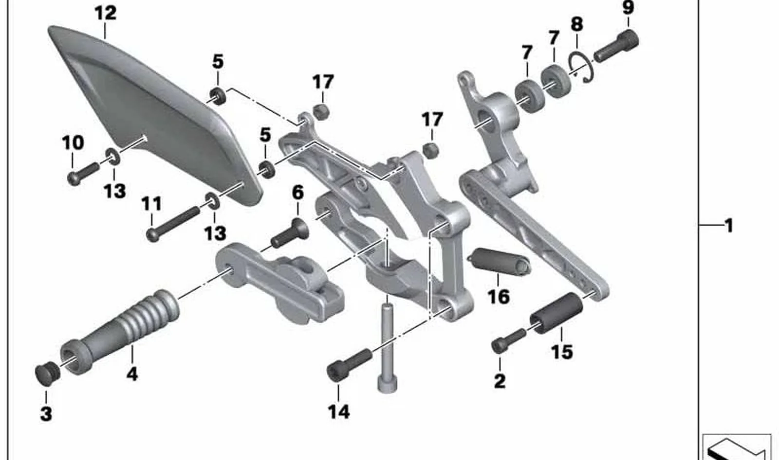 Reposa-pies izquierdo y derecho OEM 77257724570 para motos BMW HP4 (K42) 09/2011-07/2014. Original BMW Motorrad.