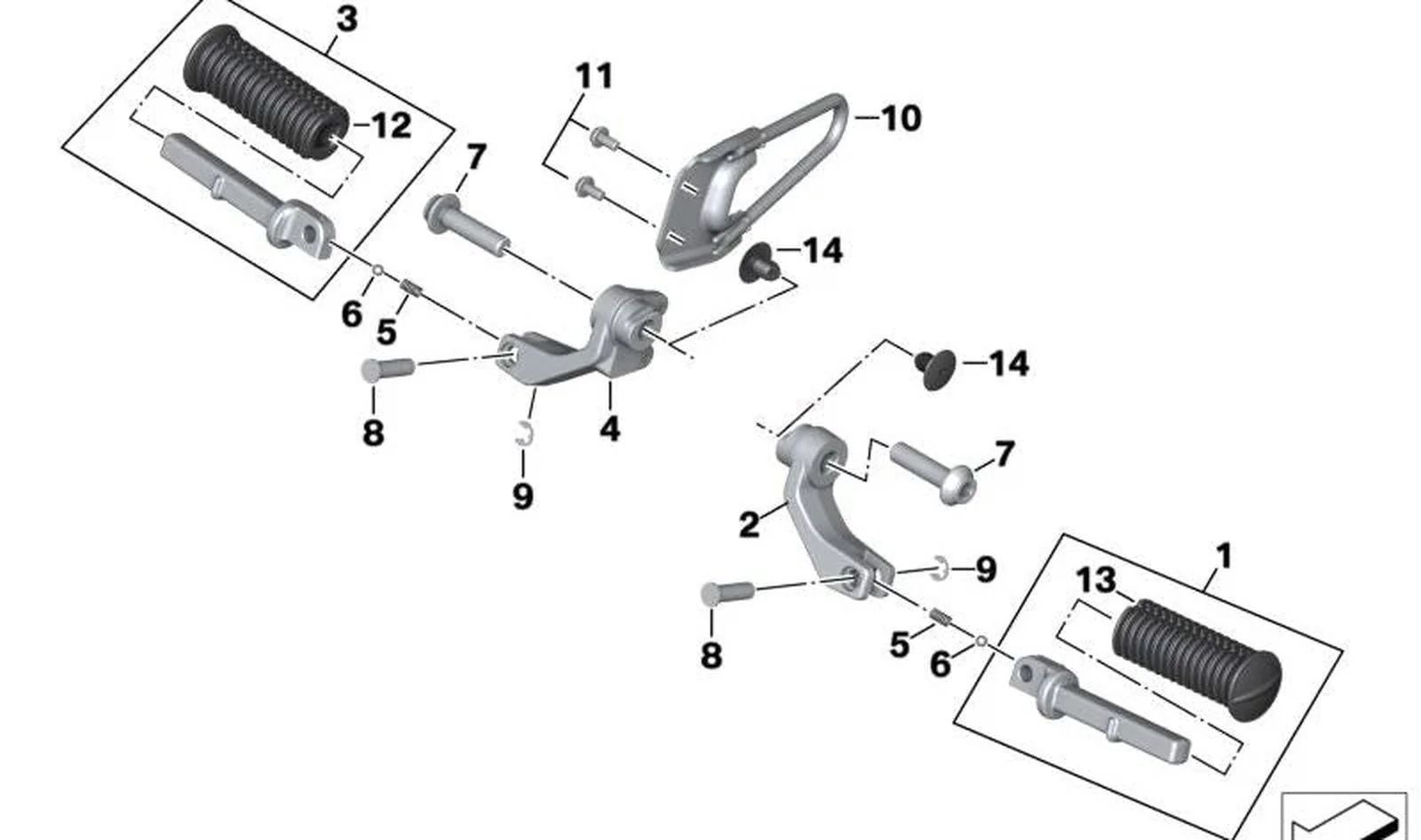 Reposapiés de goma derecho OEM 46719444654 para motos BMW R18, R18 Classic, R18 Roctane. Original BMW Motorrad.