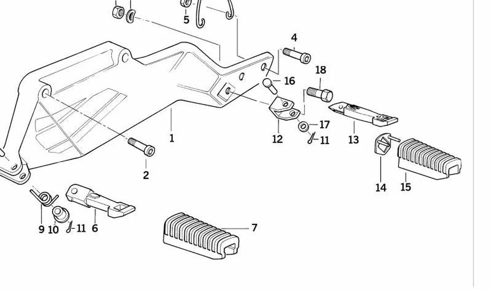 Reposapiés izquierdo OEM 46711454253 para motos BMW K1, K 100 RS, K 1100 RS, K 75... y más. Original BMW Motorrad.