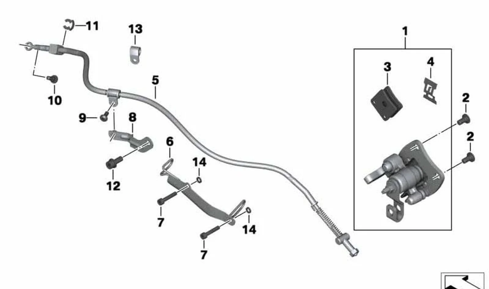 Resorte de forro para freno de estacionamiento OEM 34218549682 para motos BMW C Evolution, C600 Sport, C650 Sport, C650 GT. Original BMW Motorrad.