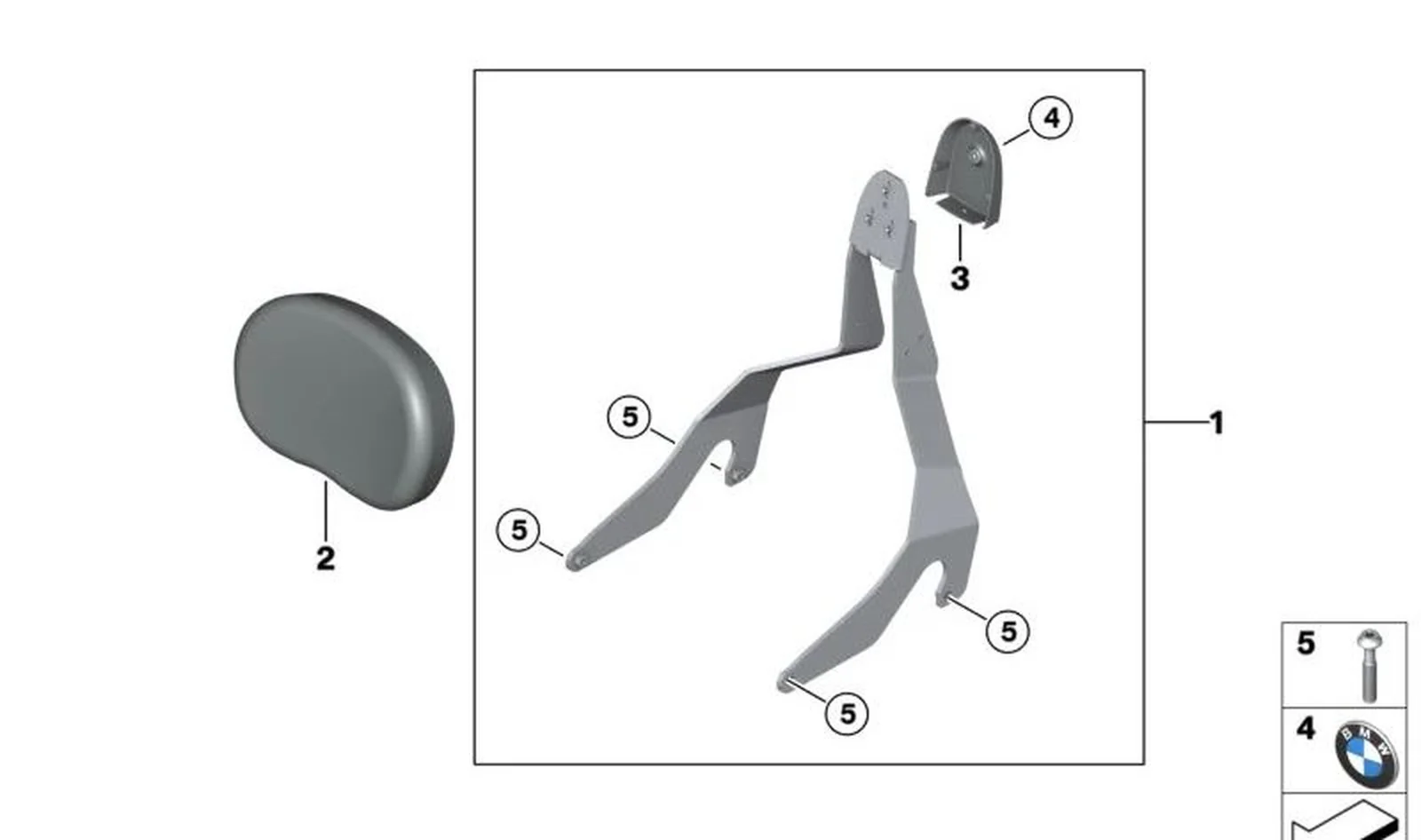 Respaldo acompañante OEM 77345A80145 para BMW Motorrad R 18, R 18 Classic, R 18 B, R 18 Transcontinental. Original BMW Motorrad.