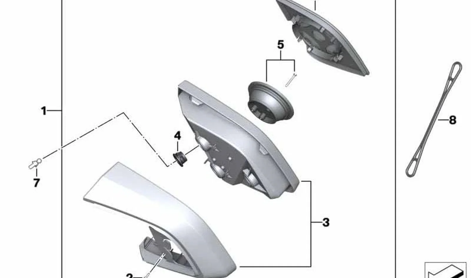 Retrovisor izquierdo OEM 51167722349 para motos BMW R 1200 RT, R 900 RT. Original BMW Motorrad.