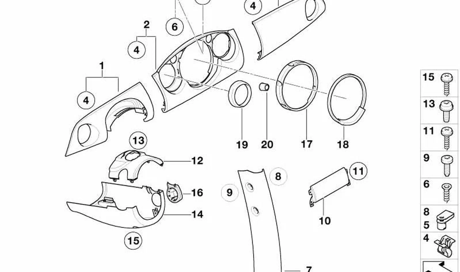 Revestimiento árbol de dirección inferior OEM 51457033299 para MINI R50, R52, R53. Original MINI.