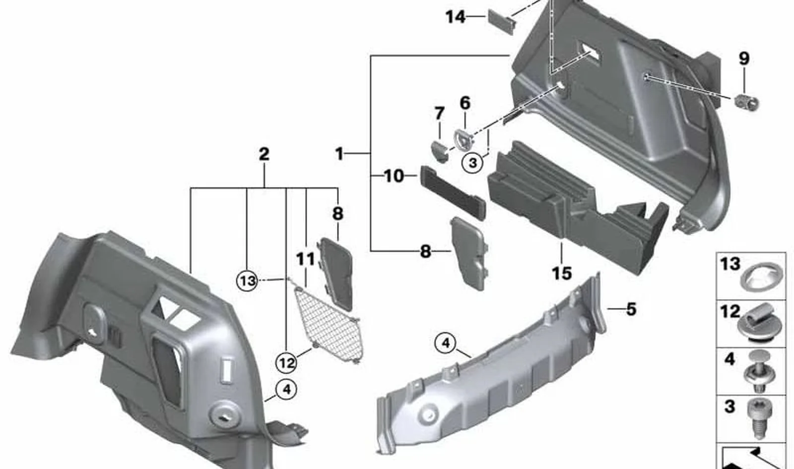 Revestimiento compartimento equipajes derecho OEM 51479462168 para MINI Countryman F60, F60 LCI. Original MINI.