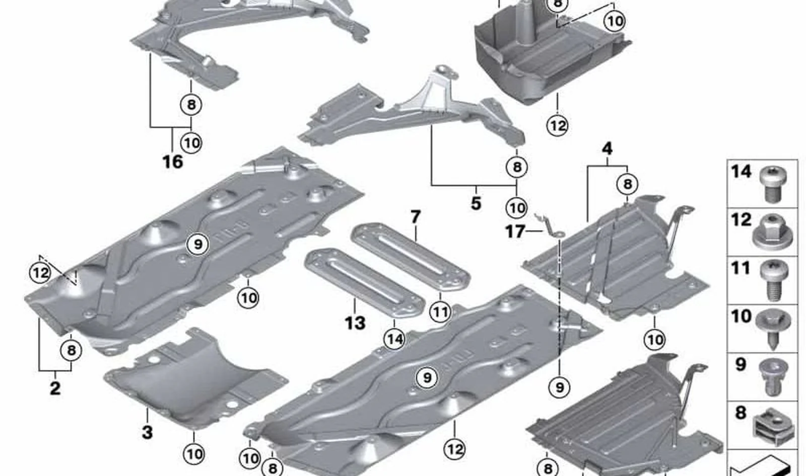 Revestimiento de bajos del depósito de combustible izquierdo OEM 51759880696 para MINI F56 LCI, Cabrio F57 LCI. Original MINI.