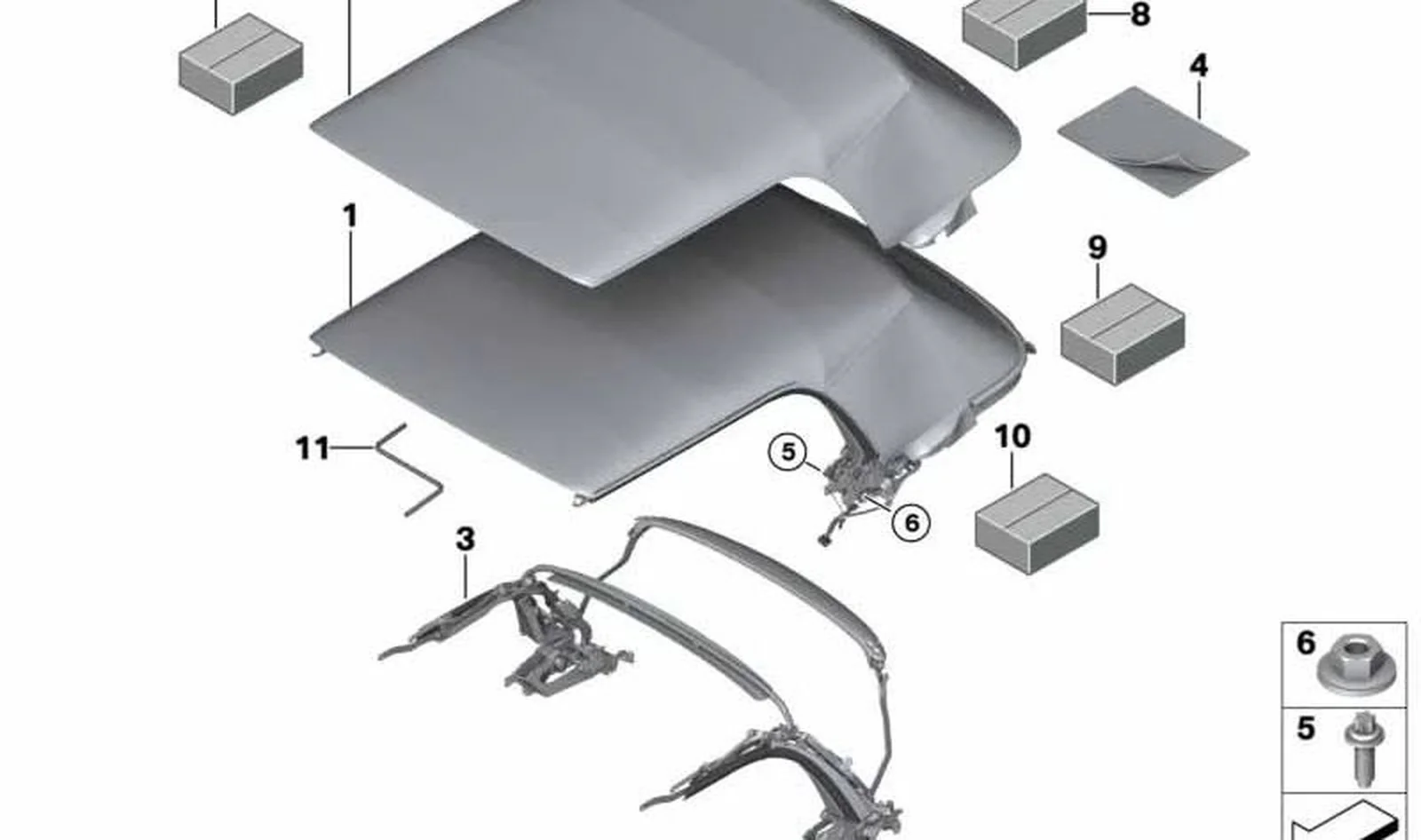 Revestimiento de capota UNION JACK OEM 54347364829 para MINI Cabrio F57, F57 LCI... y más. Original MINI.