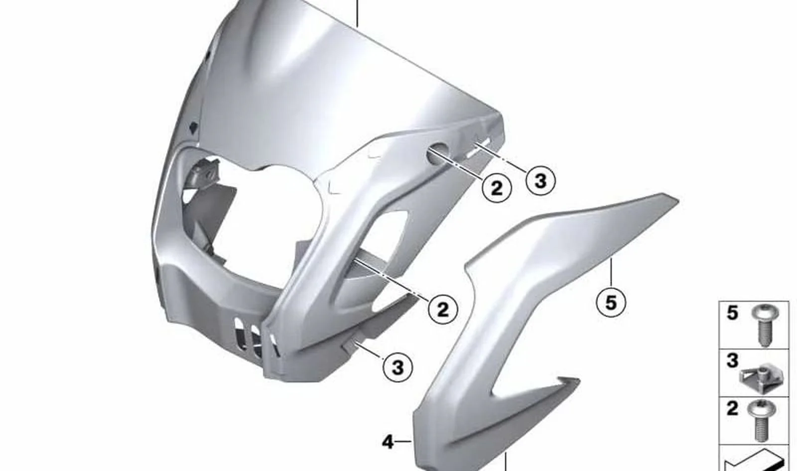 Revestimiento de faro delantero OEM 46637712701 para motos BMW R1200GS, HP2 Megamoto. Original BMW Motorrad.