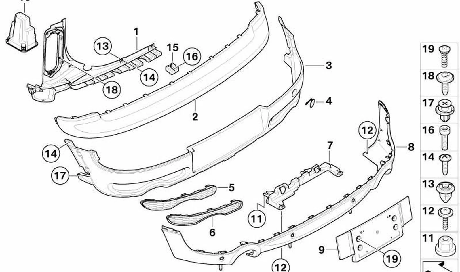 Revestimiento de parachoques trasero imprimado OEM 51122757493 para MINI Clubman R55, R55 LCI. Original MINI. - Image 4