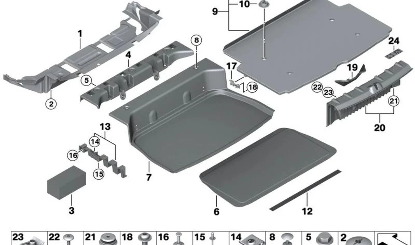 Revestimiento de pavimento del portaequipajes OEM 51479808915 para MINI Paceman R61. Original MINI.