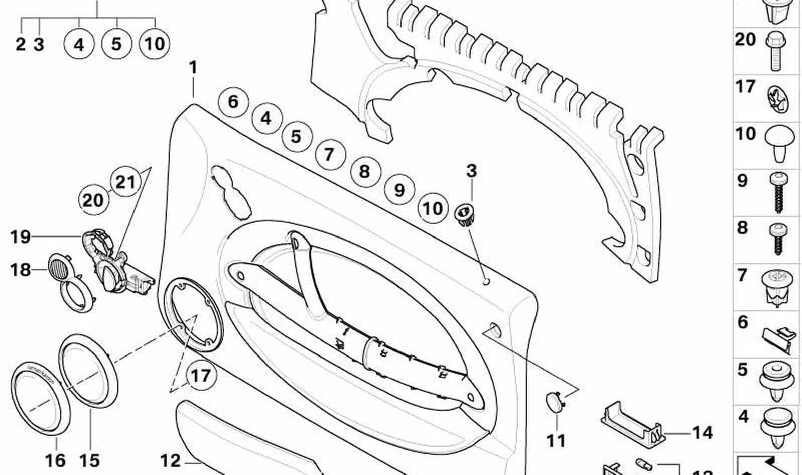 Revestimiento de puerta izquierda Royal Grey OEM 51416965525 para MINI R50, R53. Original MINI.