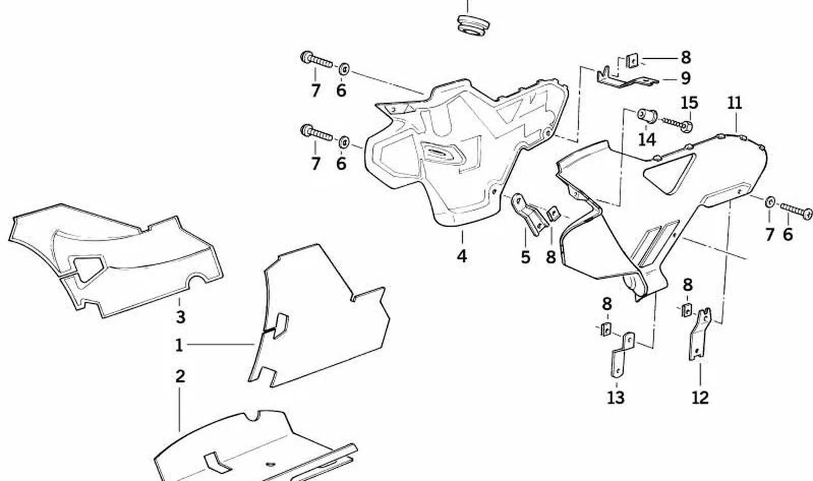 Revestimiento lateral derecho OEM 46632309382 para motos BMW K1, K 100 RS. Original BMW Motorrad.