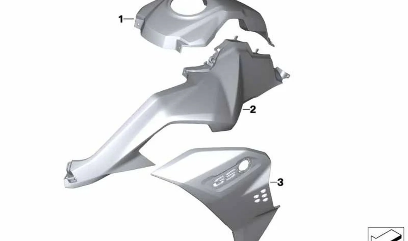 Revestimiento lateral derecho OEM 46638828756 para BMW Motorrad F 850 GS Adventure, F 900 GS Adventure. Original BMW Motorrad.