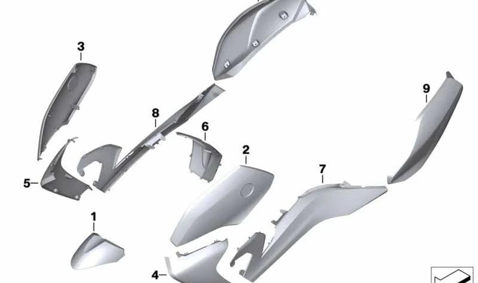 Revestimiento lateral izquierdo OEM 46637725043 para motos BMW C 650 GT K19 (2011-2020), acabado base imprimado. Original BMW Motorrad.