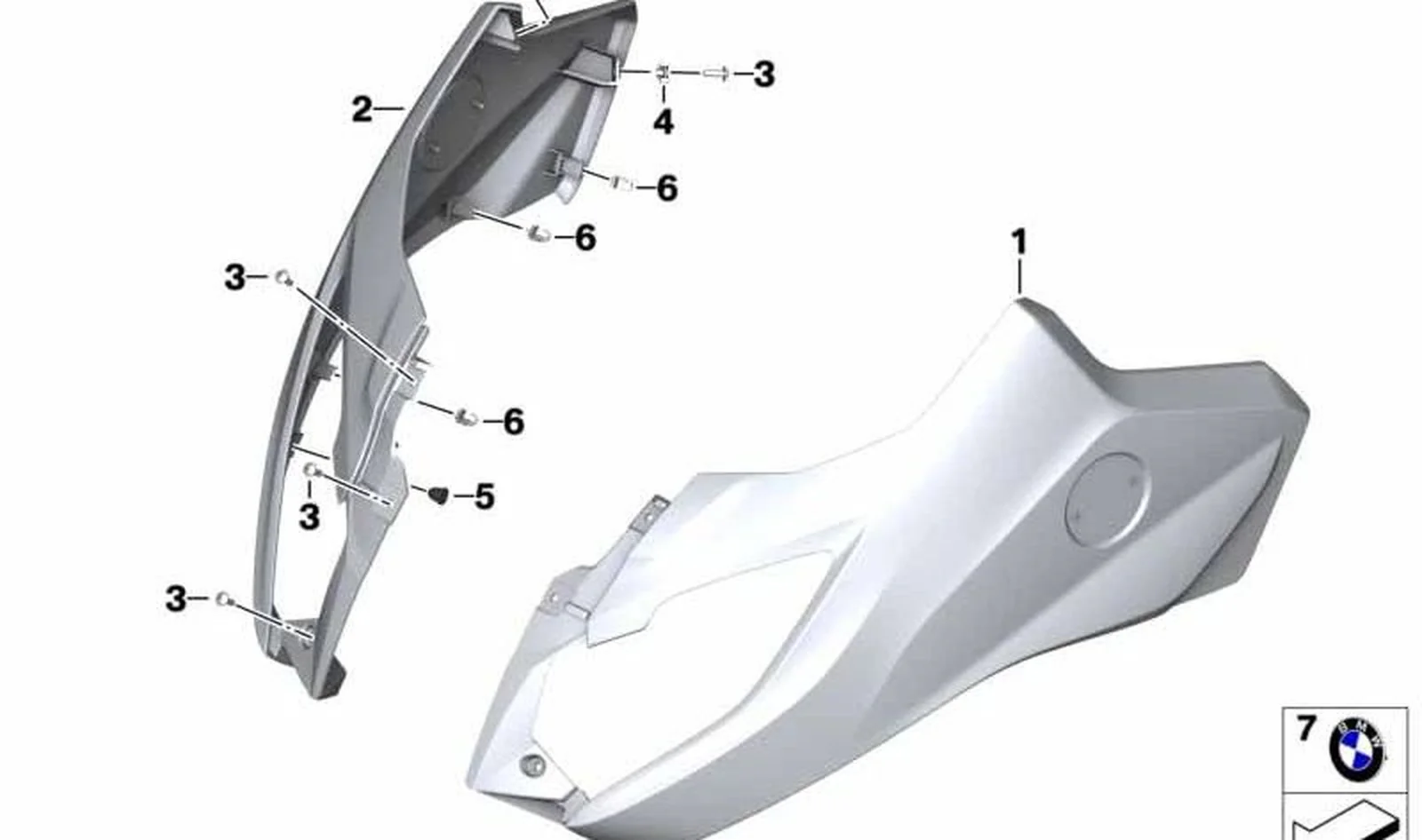 Revestimiento lateral superior derecho OEM 46638556352 para BMW Motorrad C 650 Sport. Original BMW Motorrad.