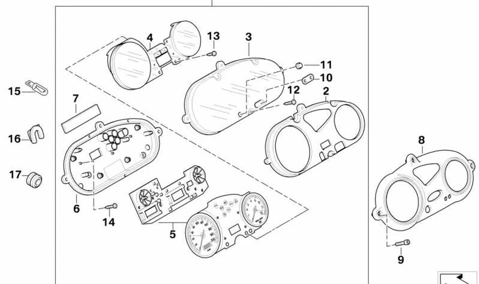 Revestimiento tablero de instrumentos OEM 62117678911 para motos BMW F 650 GS, G 650 GS... y más. Original BMW Motorrad.
