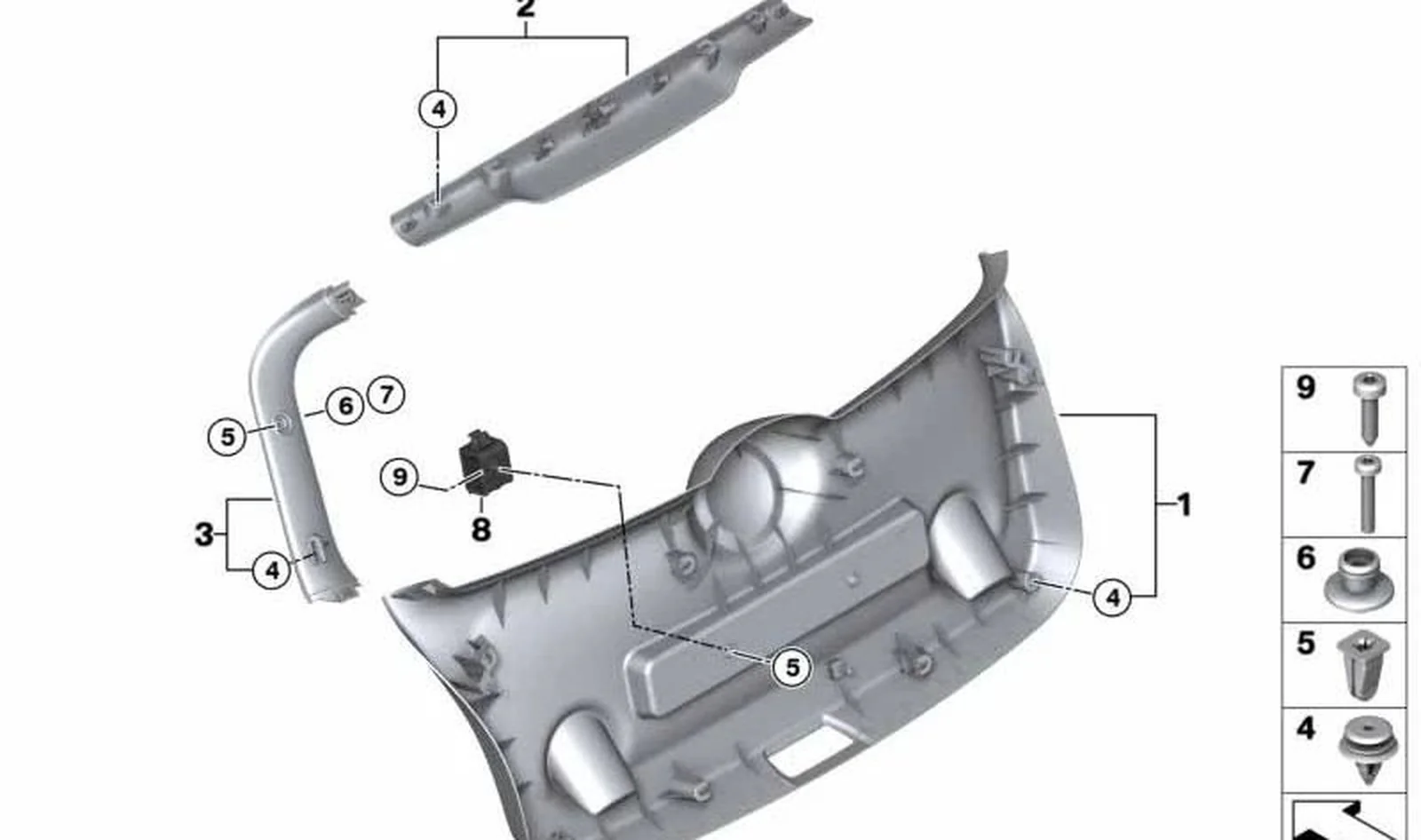 Revestimiento tapa de portamaletas inferior OEM 51497318942 para MINI F55, F55 LCI. Original MINI.
