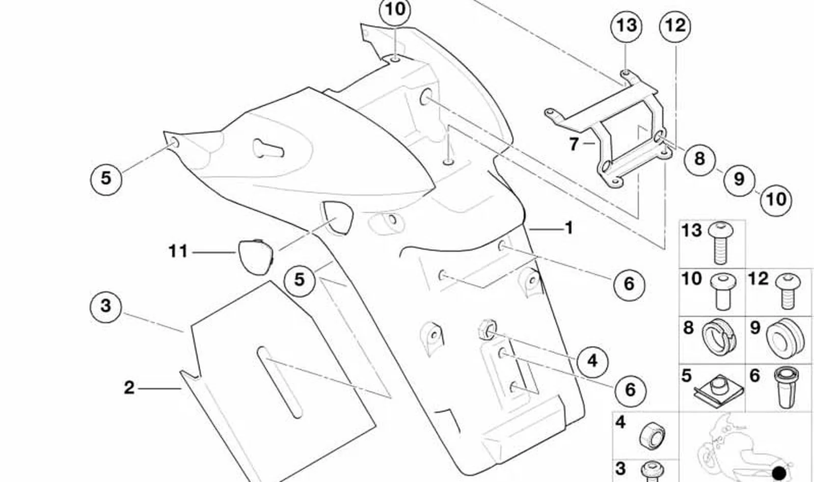 Revestimiento trasero OEM 46622328810 para BMW Motorrad R 1150 R, R 850 R, Rockster. Original BMW Motorrad.