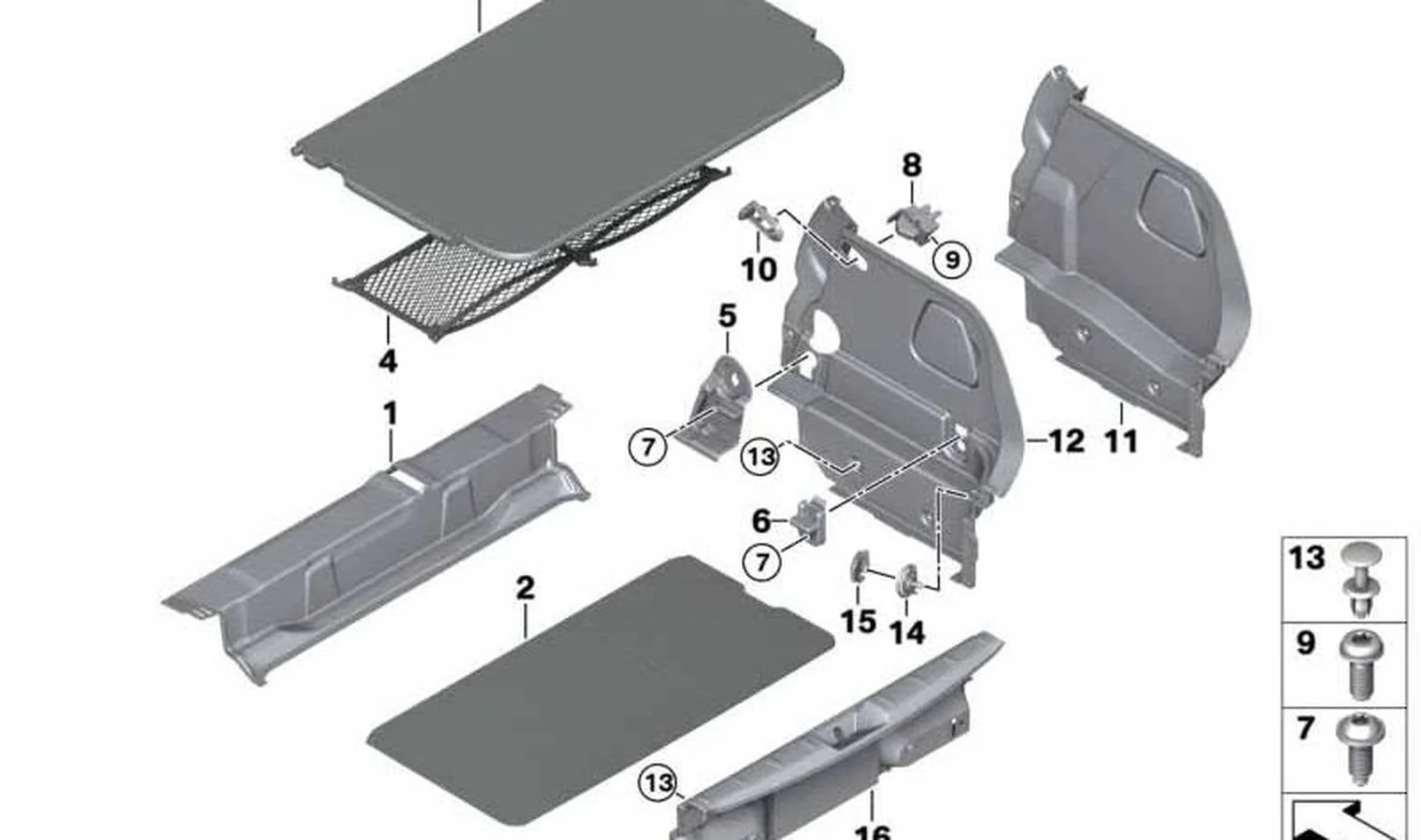 Revestimiento travesaño maletero OEM 51477298586 para MINI F56, F55, F66, F65... y más. Original MINI.