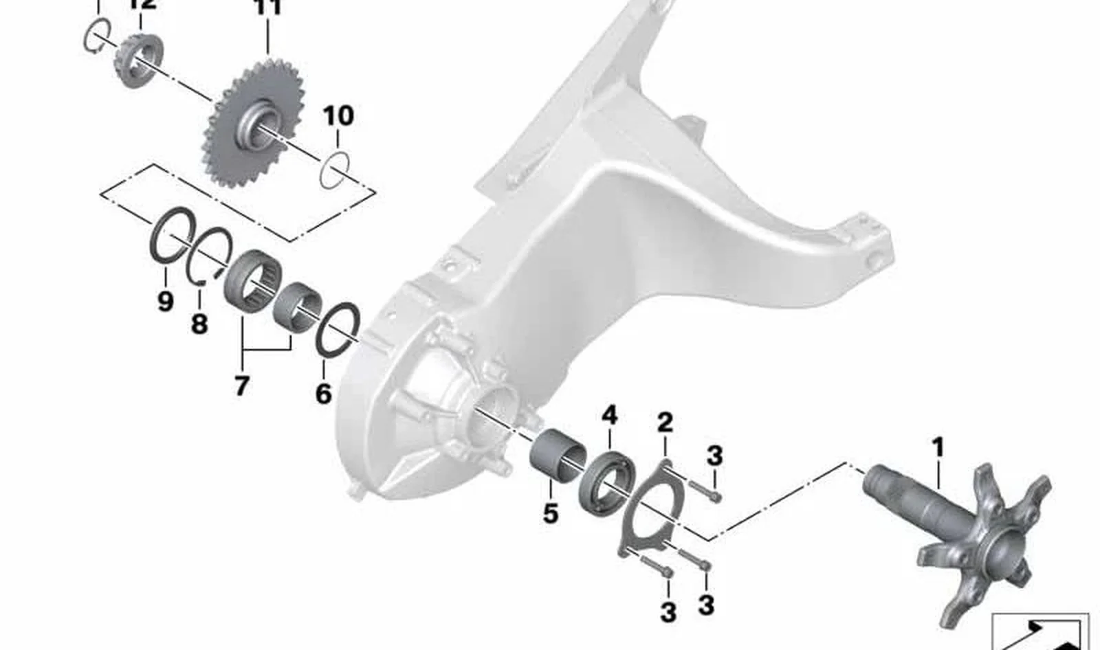 Rodamiento radial rígido trasero OEM 33177725198 para motos BMW C 600 Sport, C 650 Sport, C 650 GT. Original BMW Motorrad.