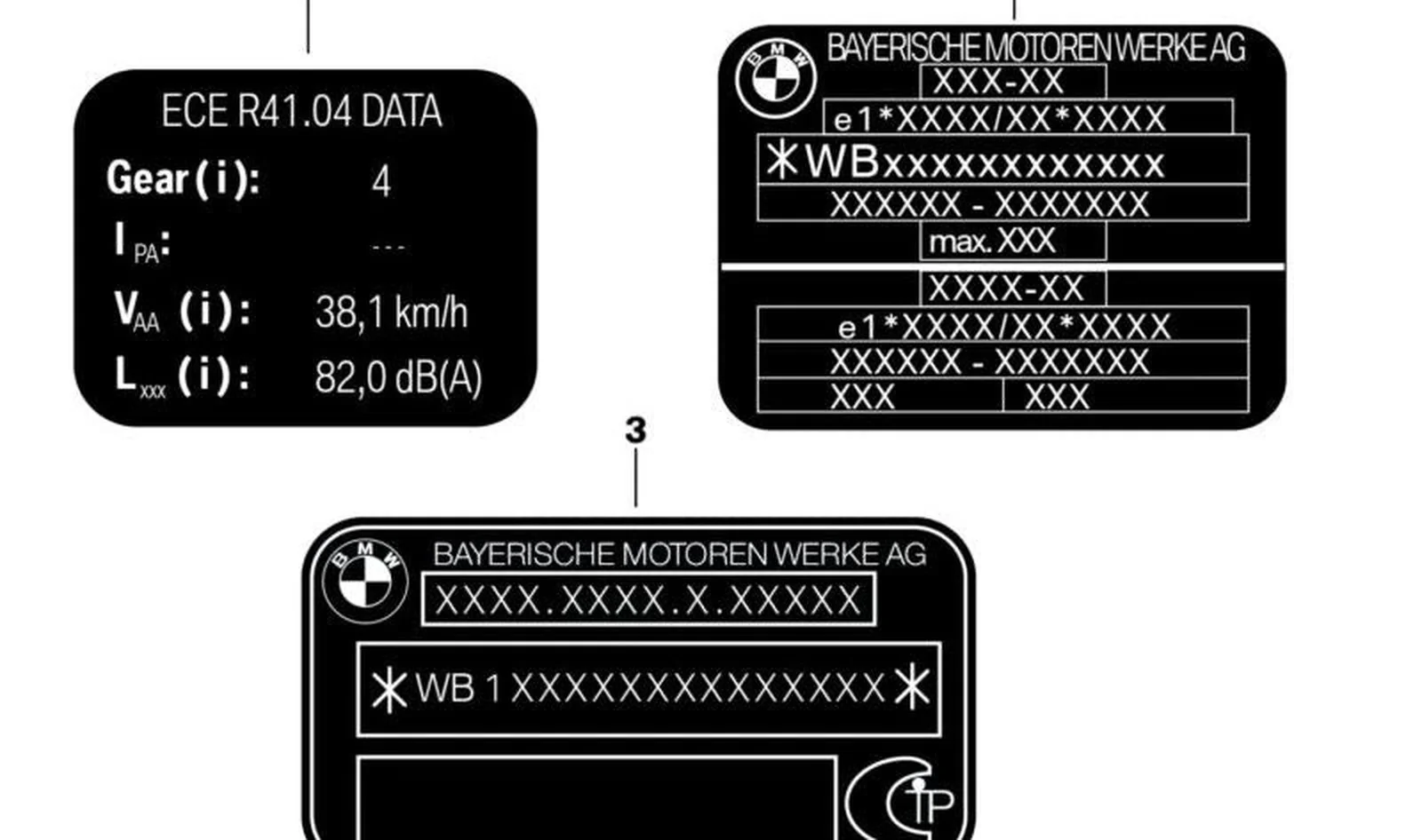 Rótulo indicativo "Instrucción Ruido" OEM 71228409540 para BMW F750GS, F800GS. Original BMW Motorrad.