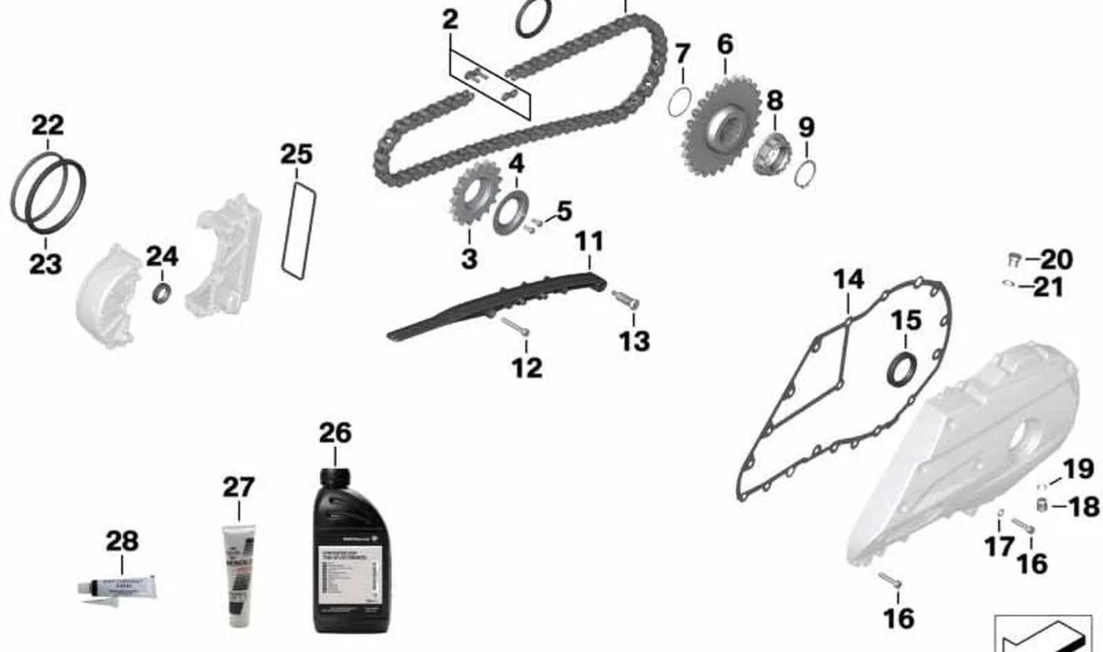 Rueda de cadena trasera OEM 33178549284 para motos BMW C 600 Sport, C 650 Sport, C 650 GT. Original BMW Motorrad.