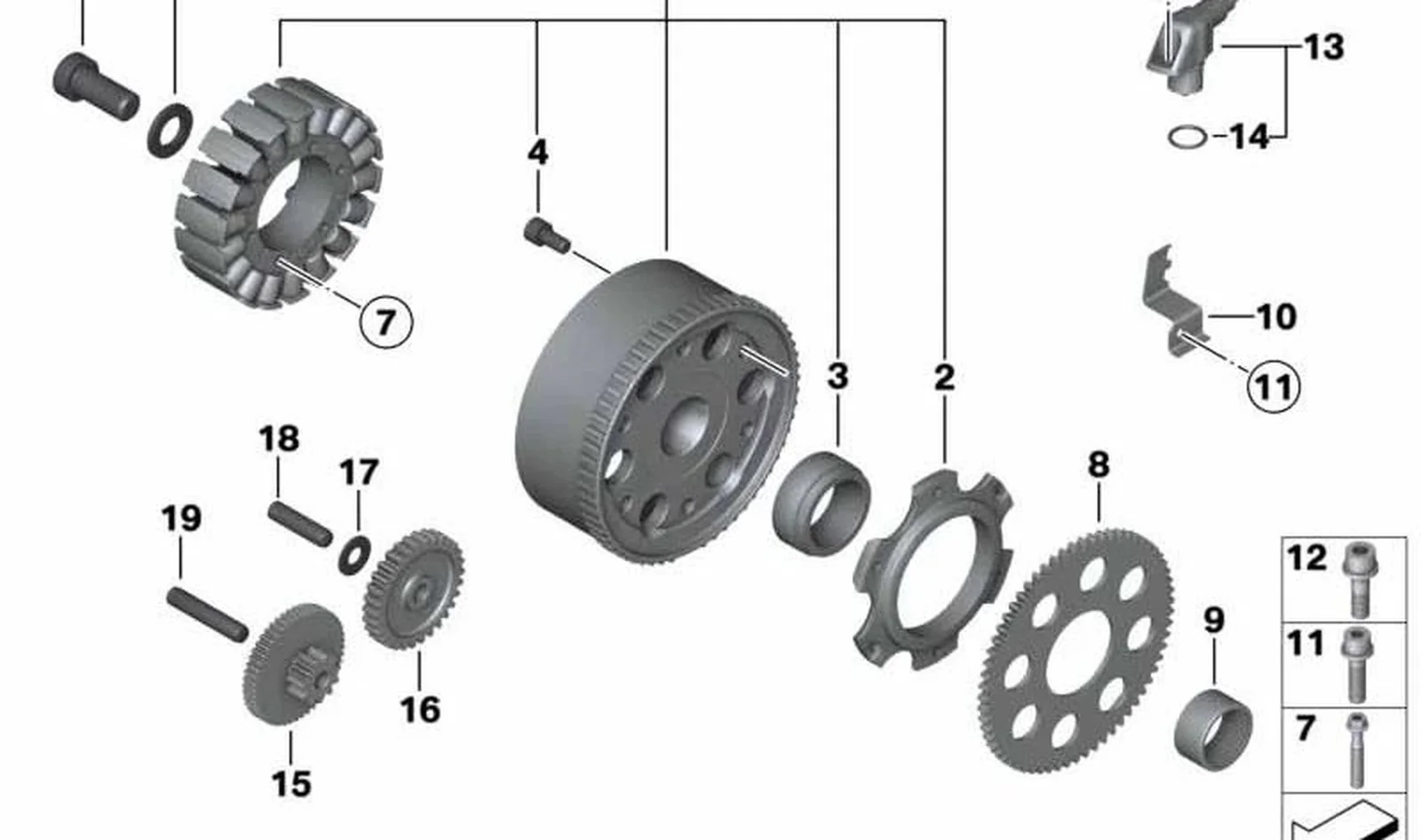 Rueda dentada OEM 11267690437 para motos BMW F 700 GS, F 800 GT, F 800 S, F 800 ST, F 800 GS. Original BMW Motorrad.