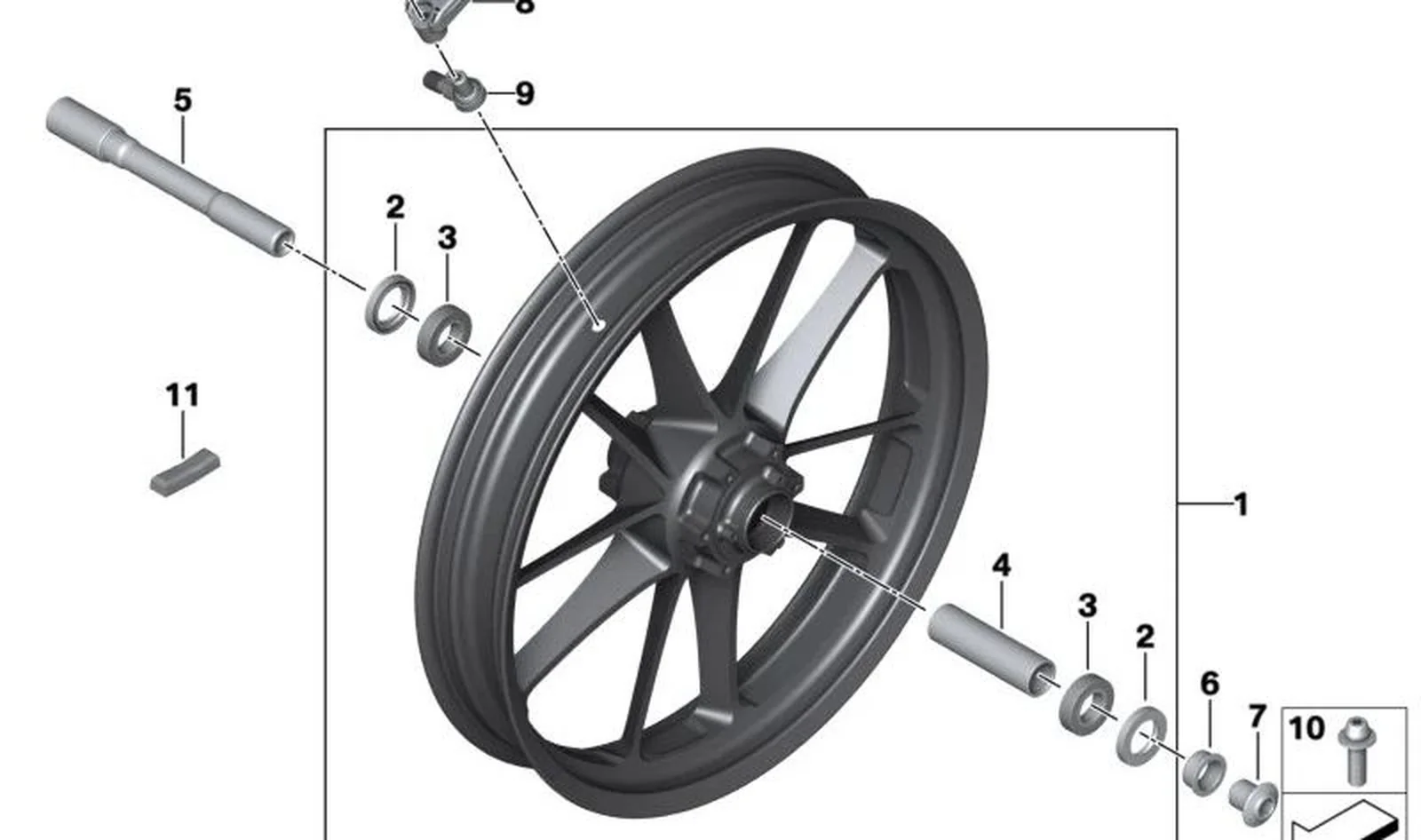 Rueda forjada Enduro delantera OEM 36317923192 para motos BMW R 1300 GS, R 1300 GS Adventure. Original BMW Motorrad.