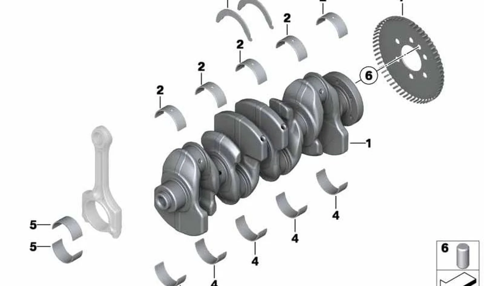 Semicojinete naranja OEM 11217585455 para MINI R56, R56 LCI, Clubman R55, Cabrio R57, Coupé R58, Roadster R59, Countryman R60, Paceman R61... y más. Original MINI.