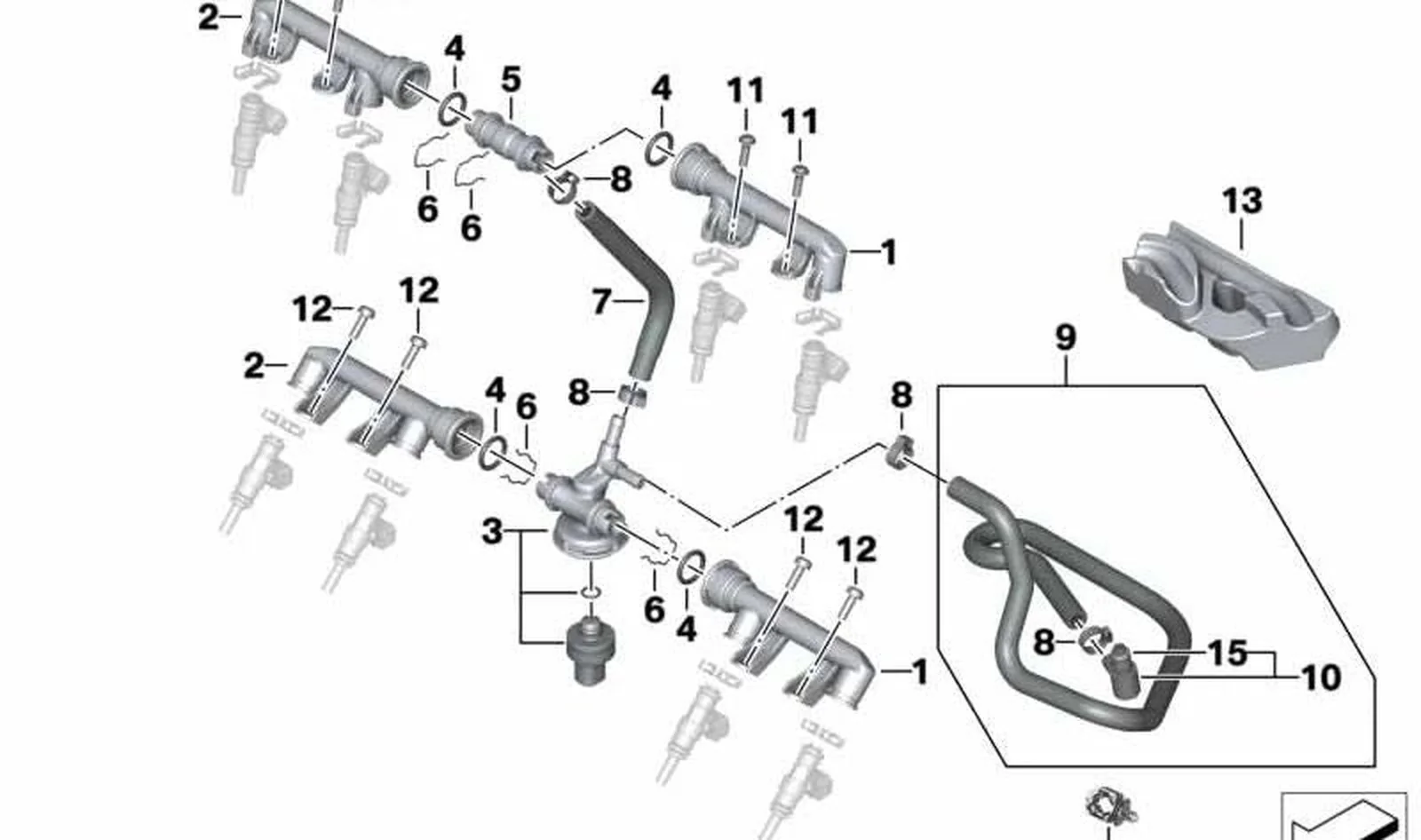 Sensor de presión de combustible con carcasa OEM 13548532988 para motos BMW K42 HP4, K46 S 1000 RR, K47 S 1000 R, K49 S 1000 XR, K60 HP4 Race. Original BMW Motorrad.
