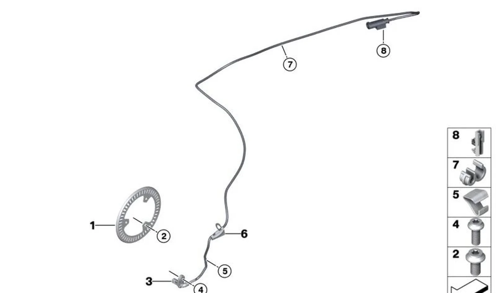 Sensor de revoluciones de rueda trasero OEM 34528404803 para motos BMW R 1300 GS, F 850 GS, R 18... y más. Original BMW Motorrad.