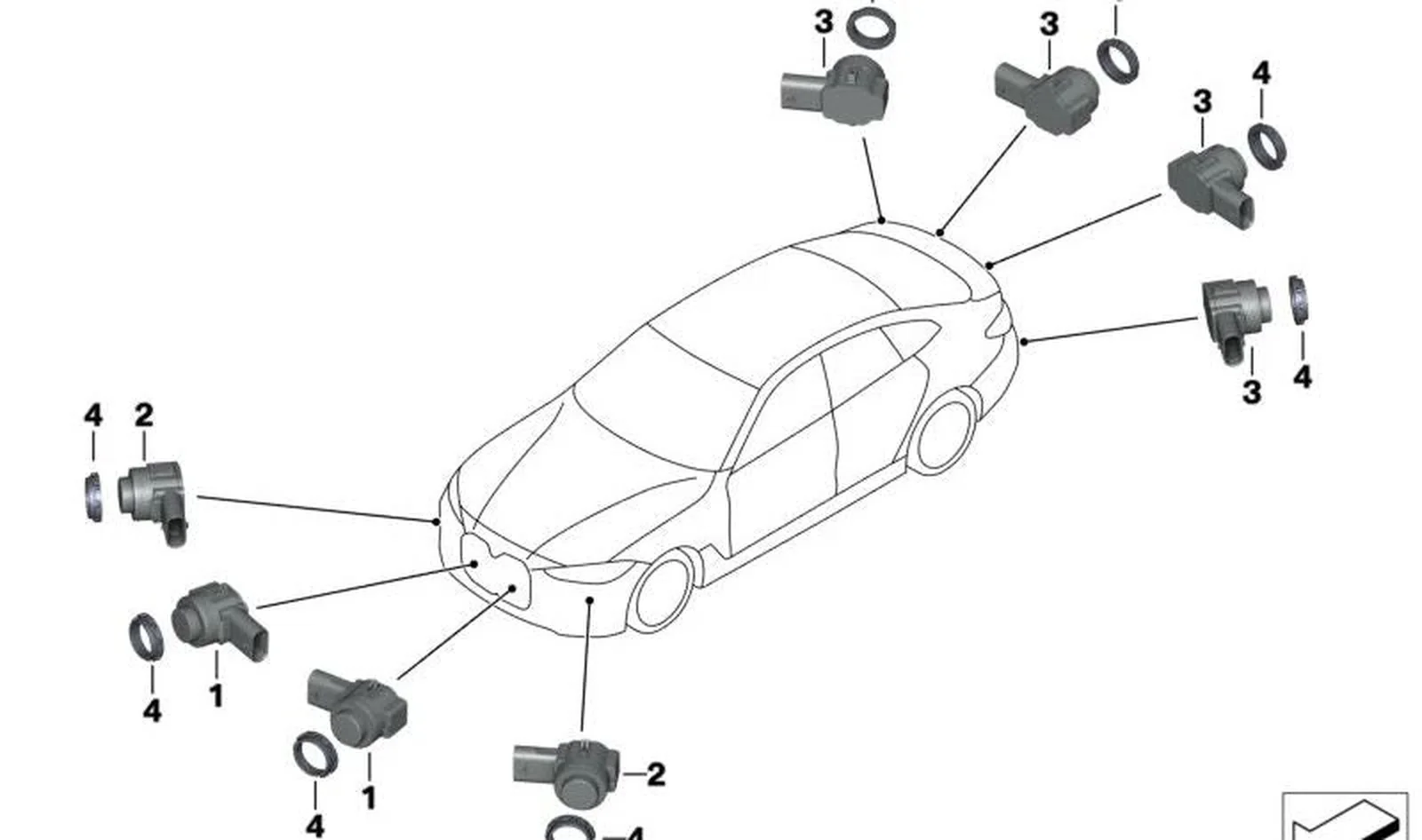 Sensor ultrasónico de aparcamiento Alpina Blue II OEM 66207998249 para BMW G20, G21, G28, G80 M3, G81 M3 Touring, G31, G11, G12, G16, X7 G07... y más. Original BMW