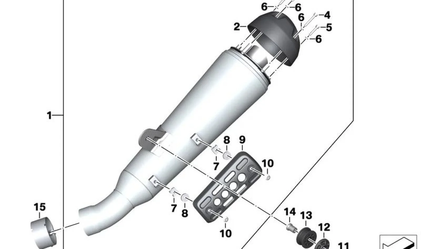 Silenciador adicional OEM 18517924238 para motos BMW R nineT Urban G/S (K33). Original BMW Motorrad.