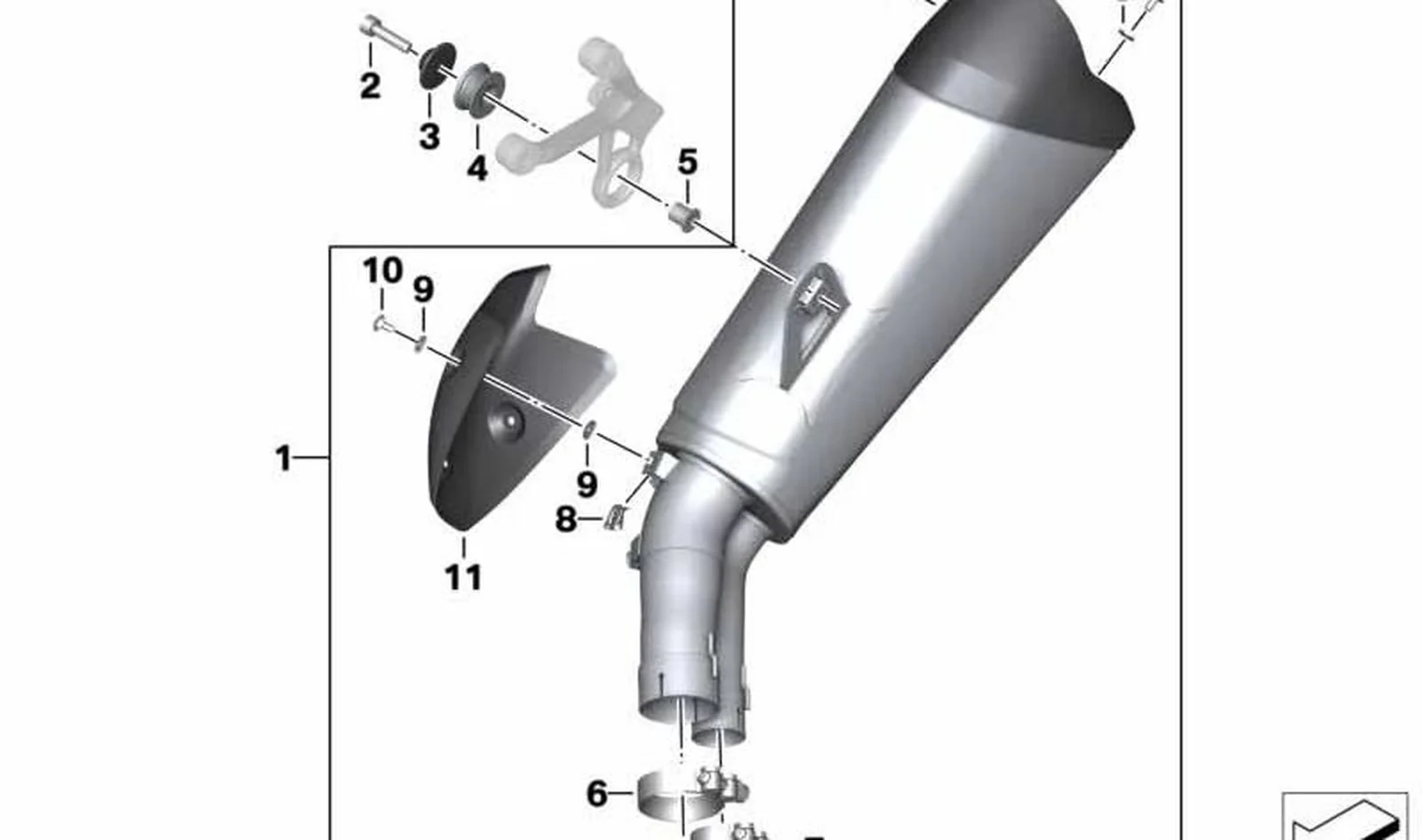 Silenciador adicional OEM 18518556701 para motos BMW S 1000 R (K47) 2016-2020. Original BMW Motorrad.