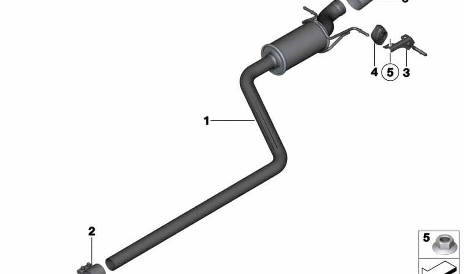 Silenciador adicional trasero OEM 18308512384 para MINI R56 LCI, Cabrio R57 LCI. Original MINI.