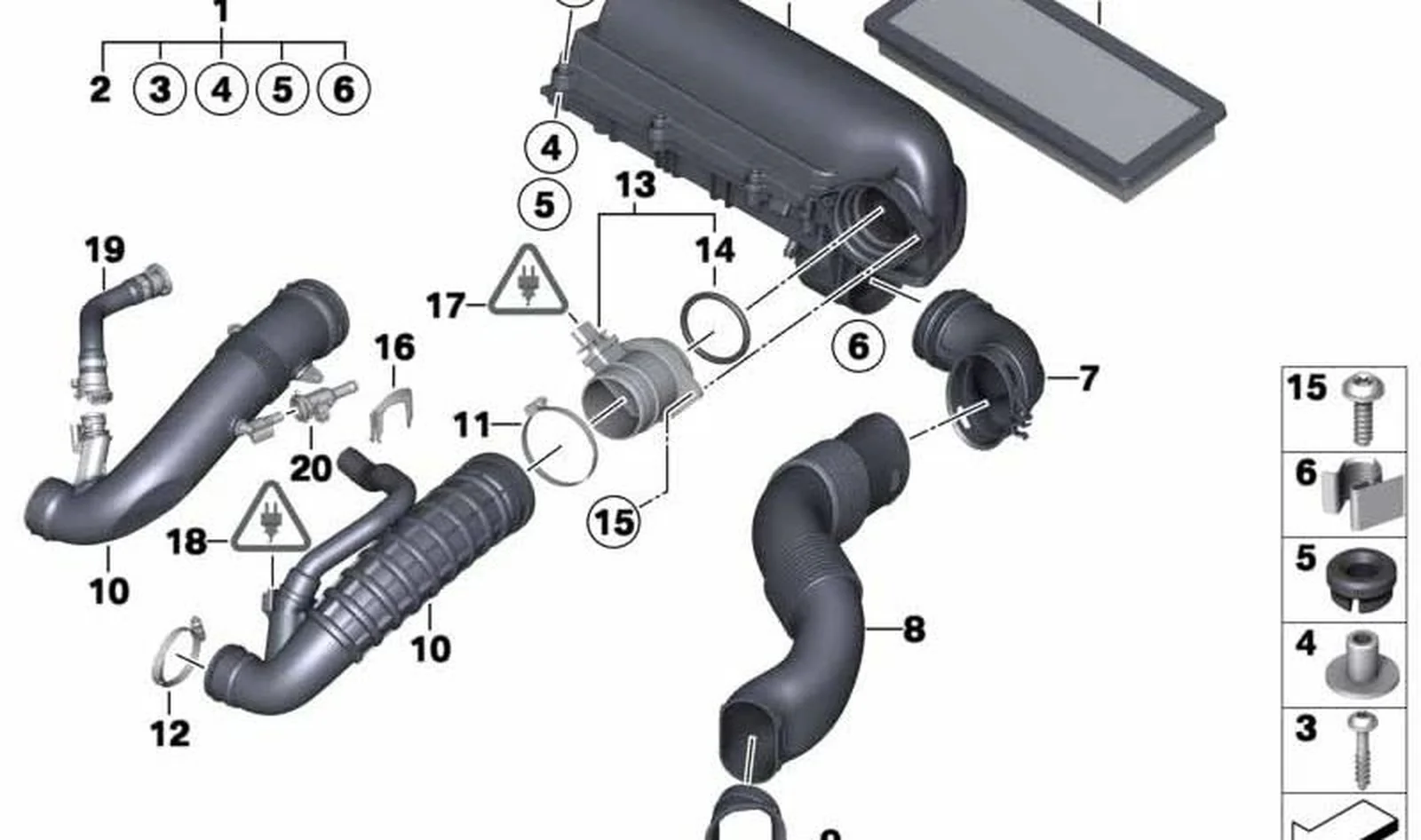 Silenciador de admisión OEM 13717607777 para MINI R56, R55, R57, R58, R59, R60, R61. Original MINI.