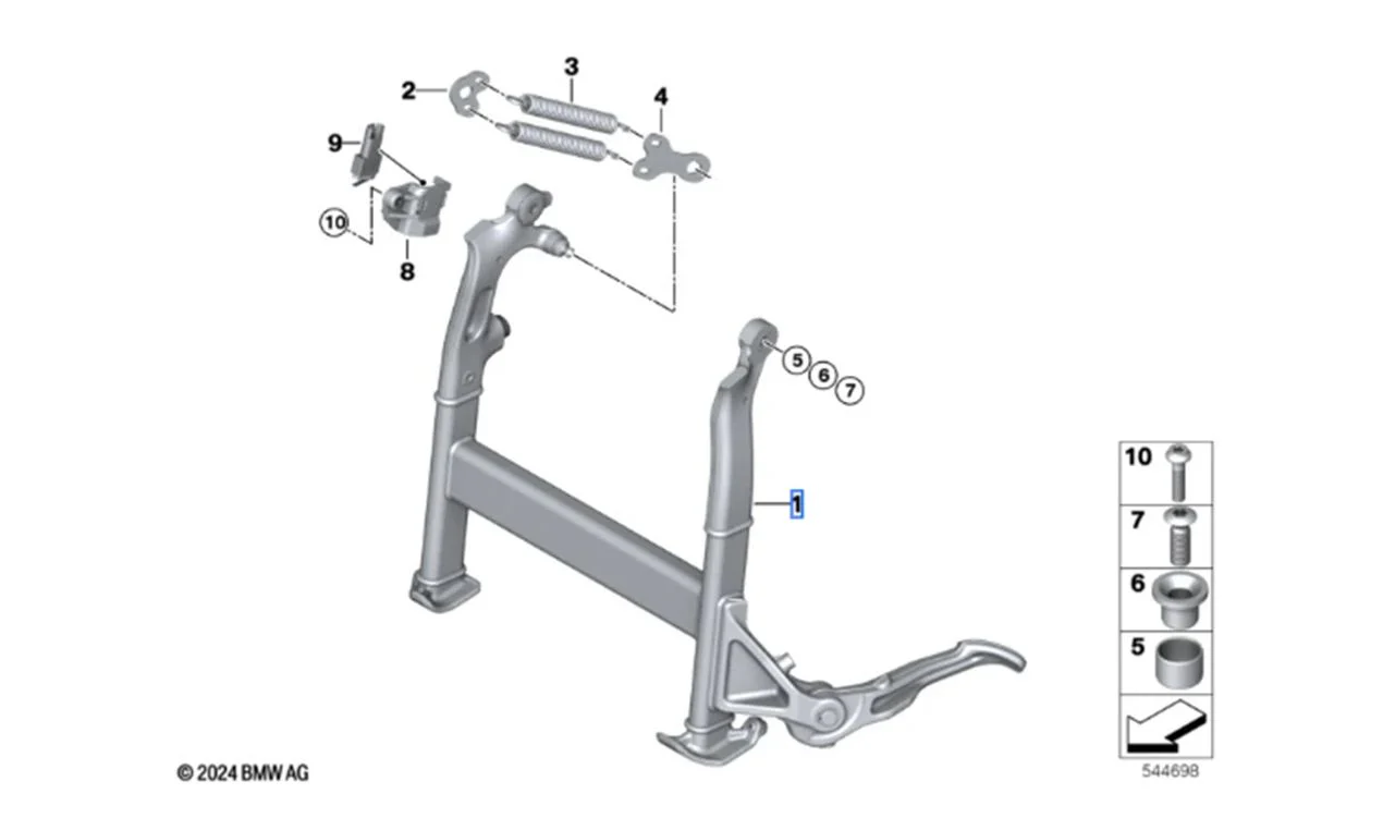Soporte basculante trasero OEM 46525A73B88 para motos BMW R1250GS, R1250RT, F850GS... y más. Original BMW Motorrad.