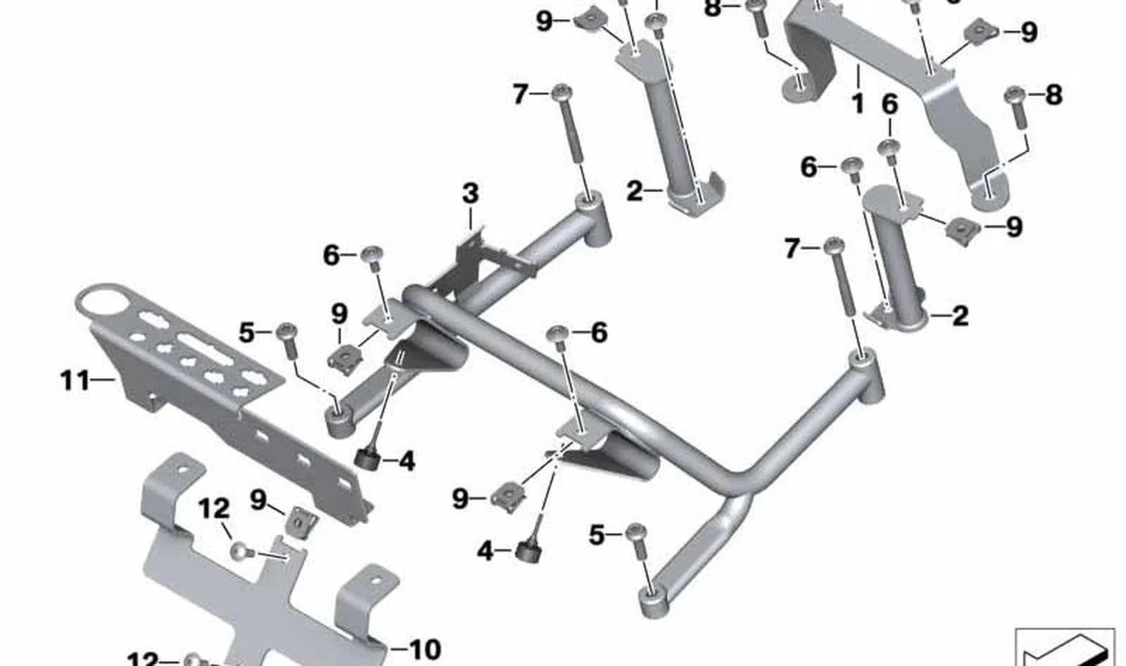 Soporte caja de radio delantero OEM 46548548470 para motos BMW R1200RT, R1250RT. Original BMW Motorrad.