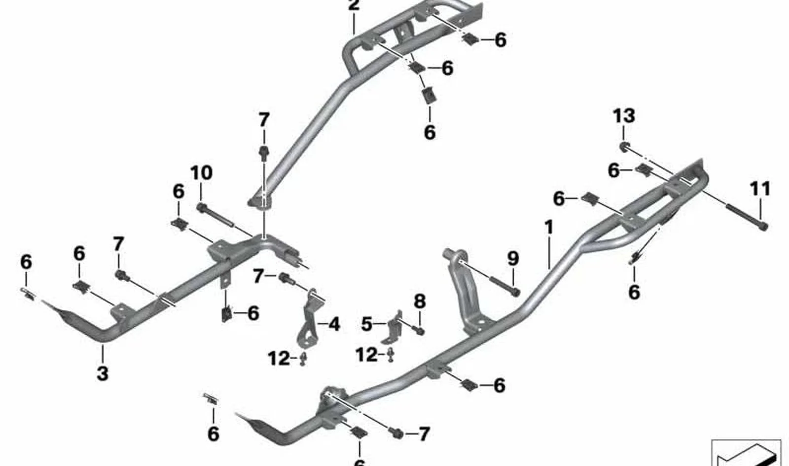 Soporte de estribo derecho OEM 46718546456 para motos BMW C 650 GT (K19). Original BMW Motorrad.