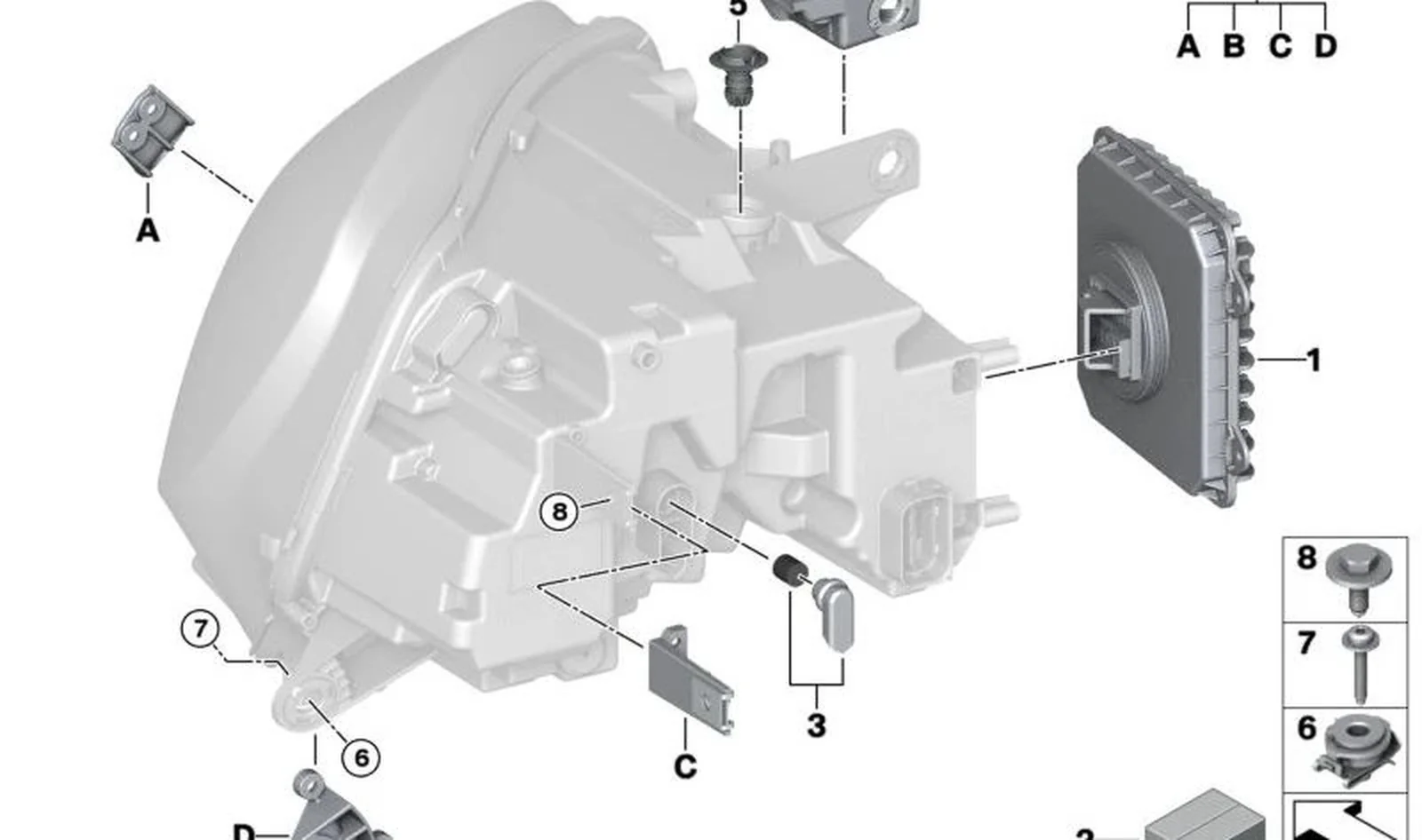 Soporte de faro delantero OEM 63117441309 para MINI Countryman F60, F60 LCI. Original MINI.