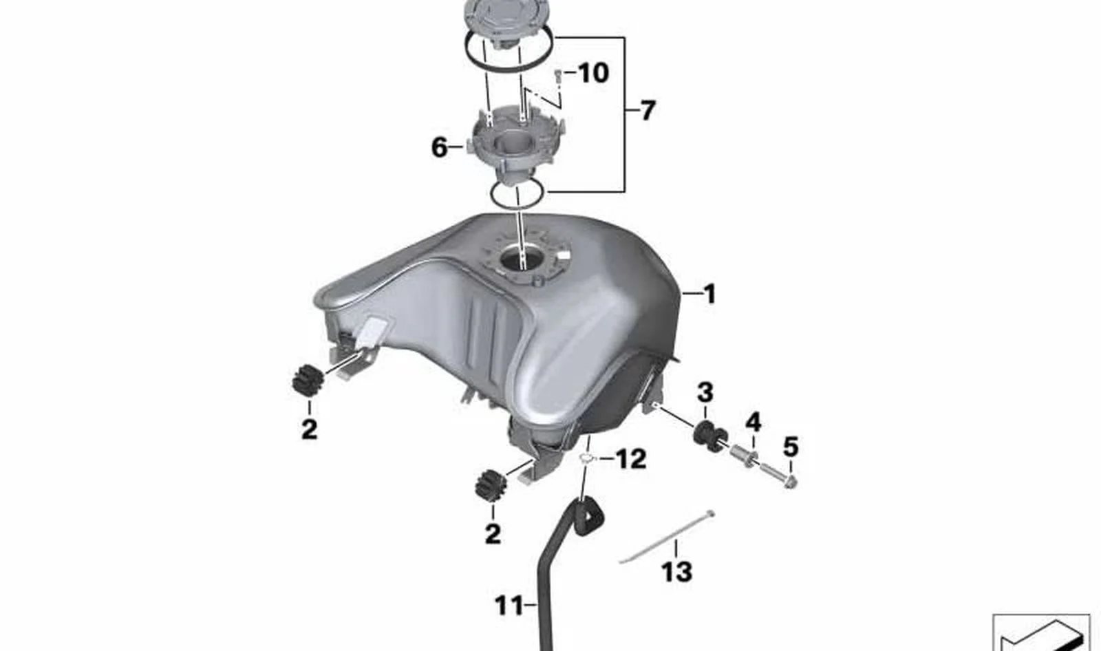 Soporte de goma OEM 46638558018 para BMW Motorrad G 310 GS, G 310 R. Original BMW Motorrad.