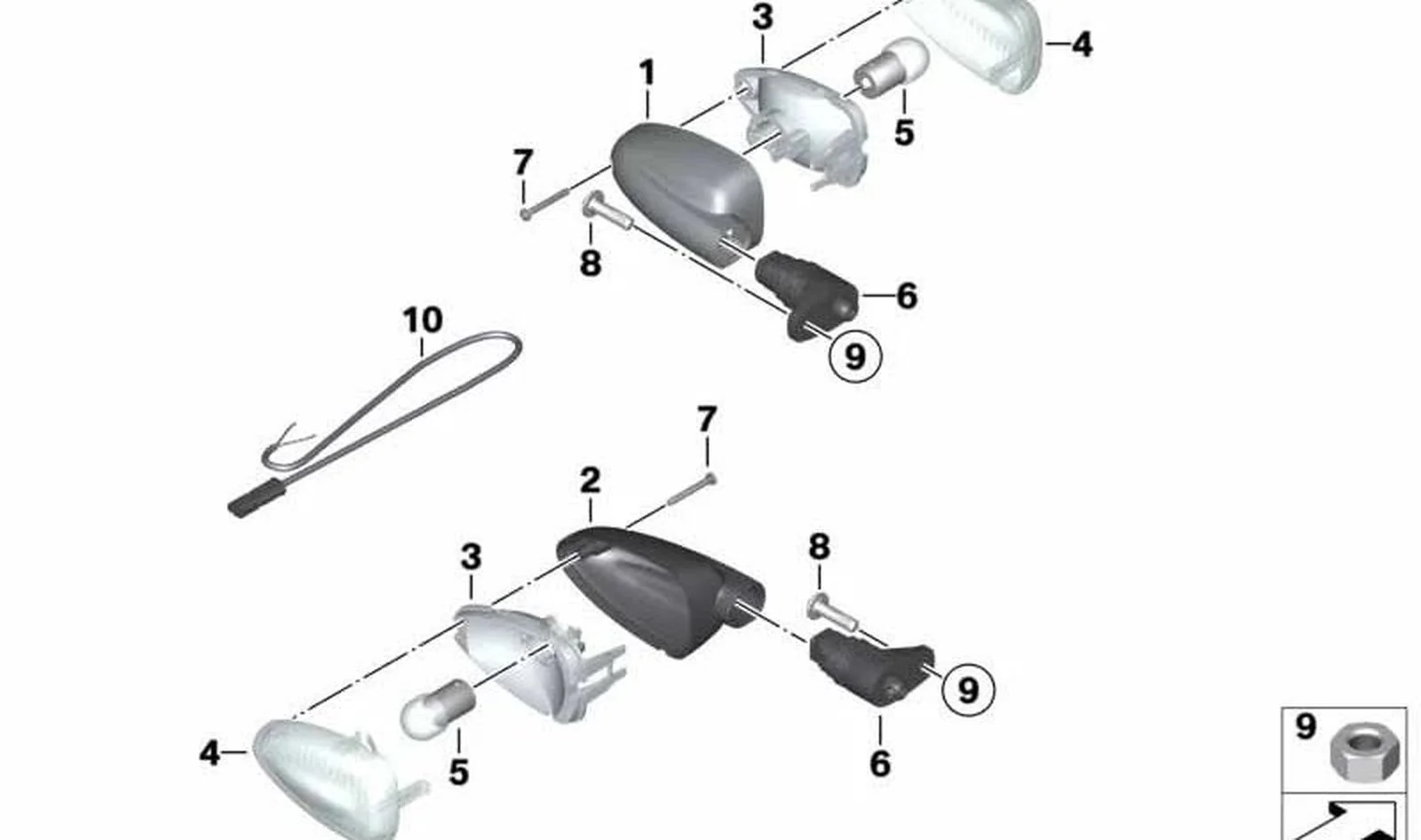 Soporte de intermitente OEM 63137676316 para motos BMW F800S, F800ST, R1200R, K1200S, K1300R... y más. Original BMW Motorrad.