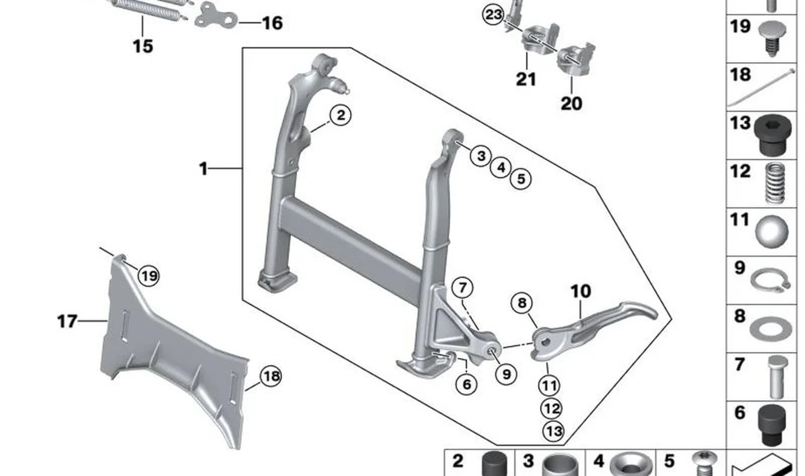 Soporte de microinterruptor del caballete central OEM 46527105986 para motos BMW R 1300 GS, R 1300 GS Adventure, R 1300 RT, R 1300 R, R 1300 RS. Original BMW Motorrad.