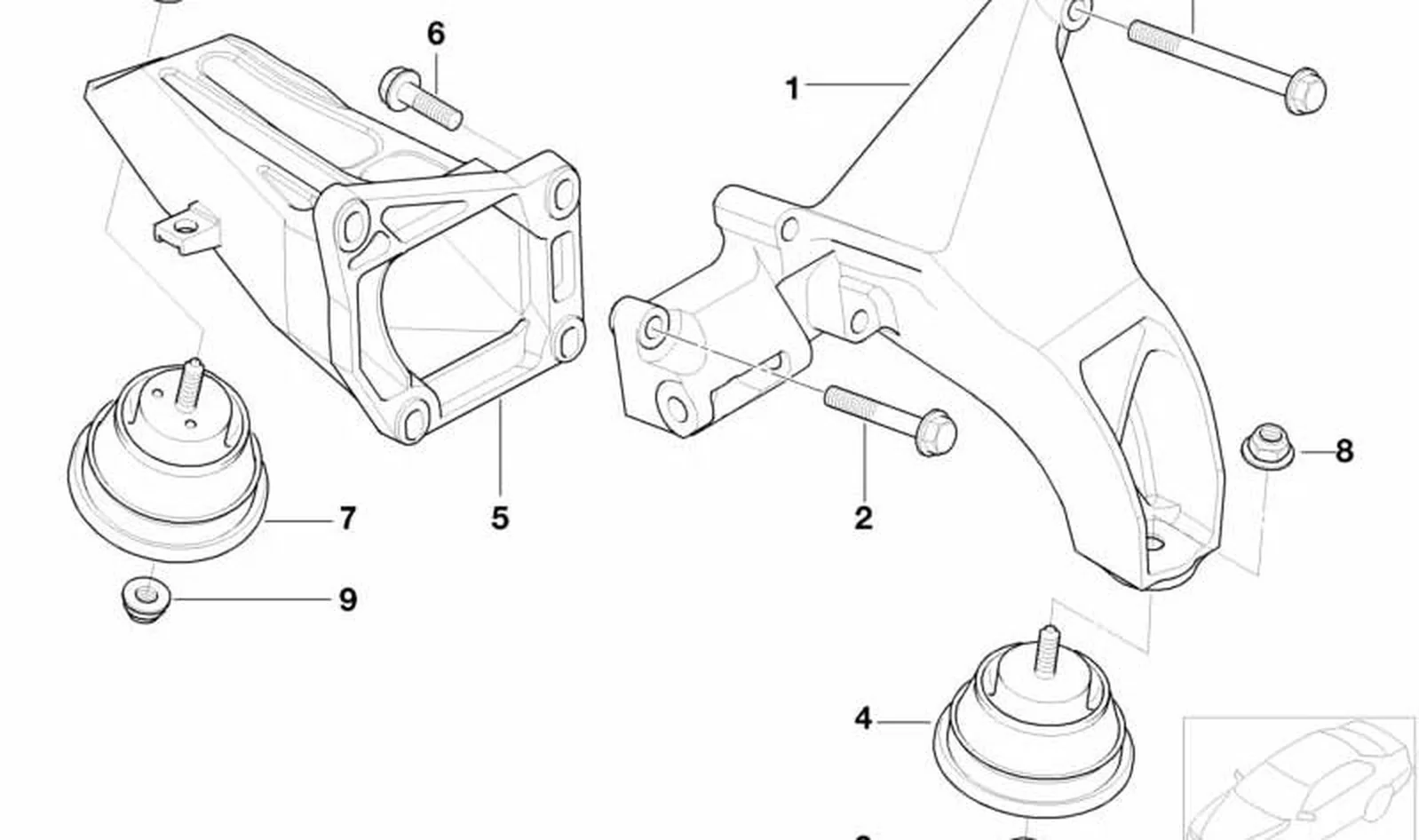 Soporte de motor delantero OEM 22116771362 para BMW Serie 3 E46 (320d, 320Cd) y más. Original BMW.