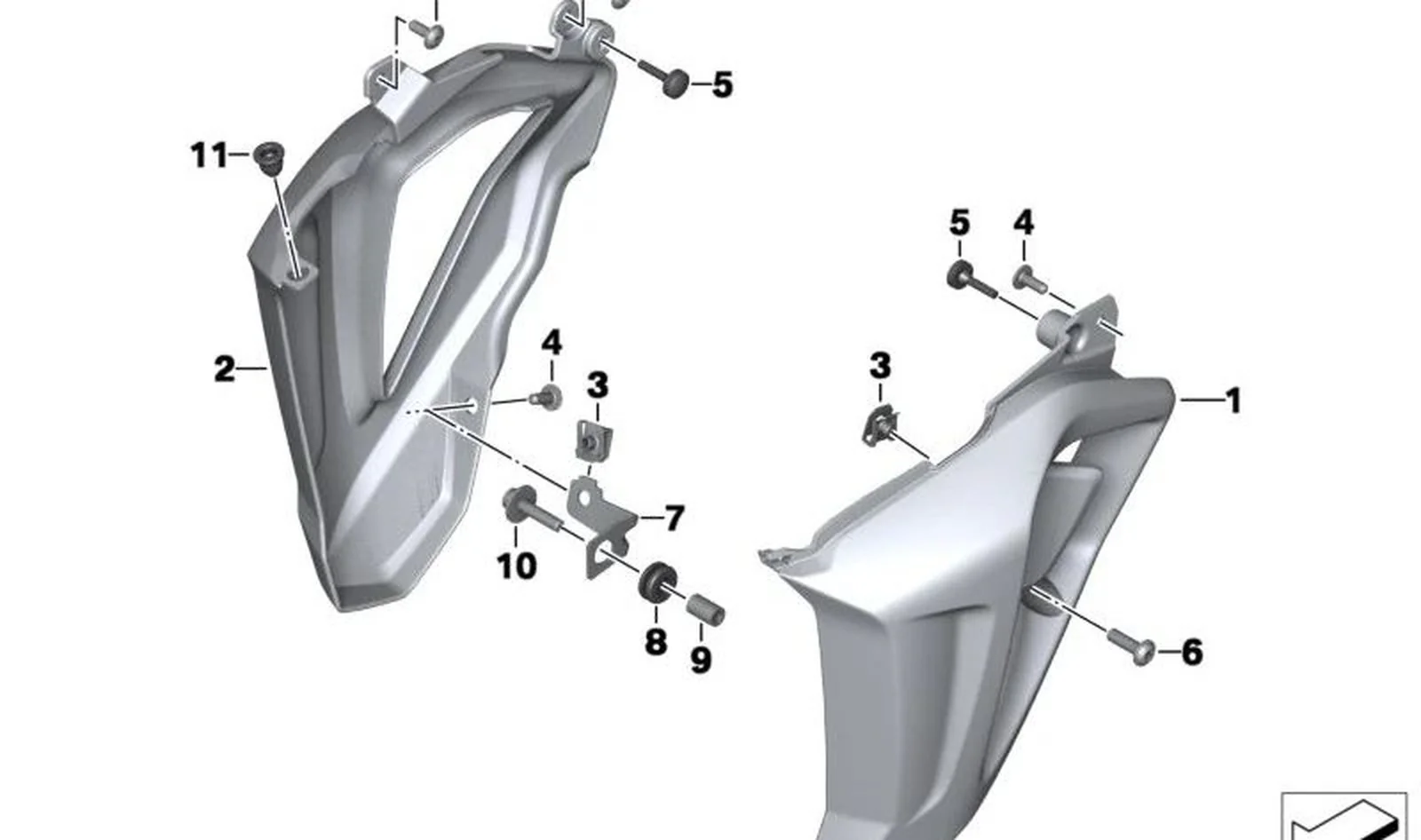 Soporte de revestimiento derecho OEM 46638546242 para motos BMW F800R (K73). Original BMW Motorrad.