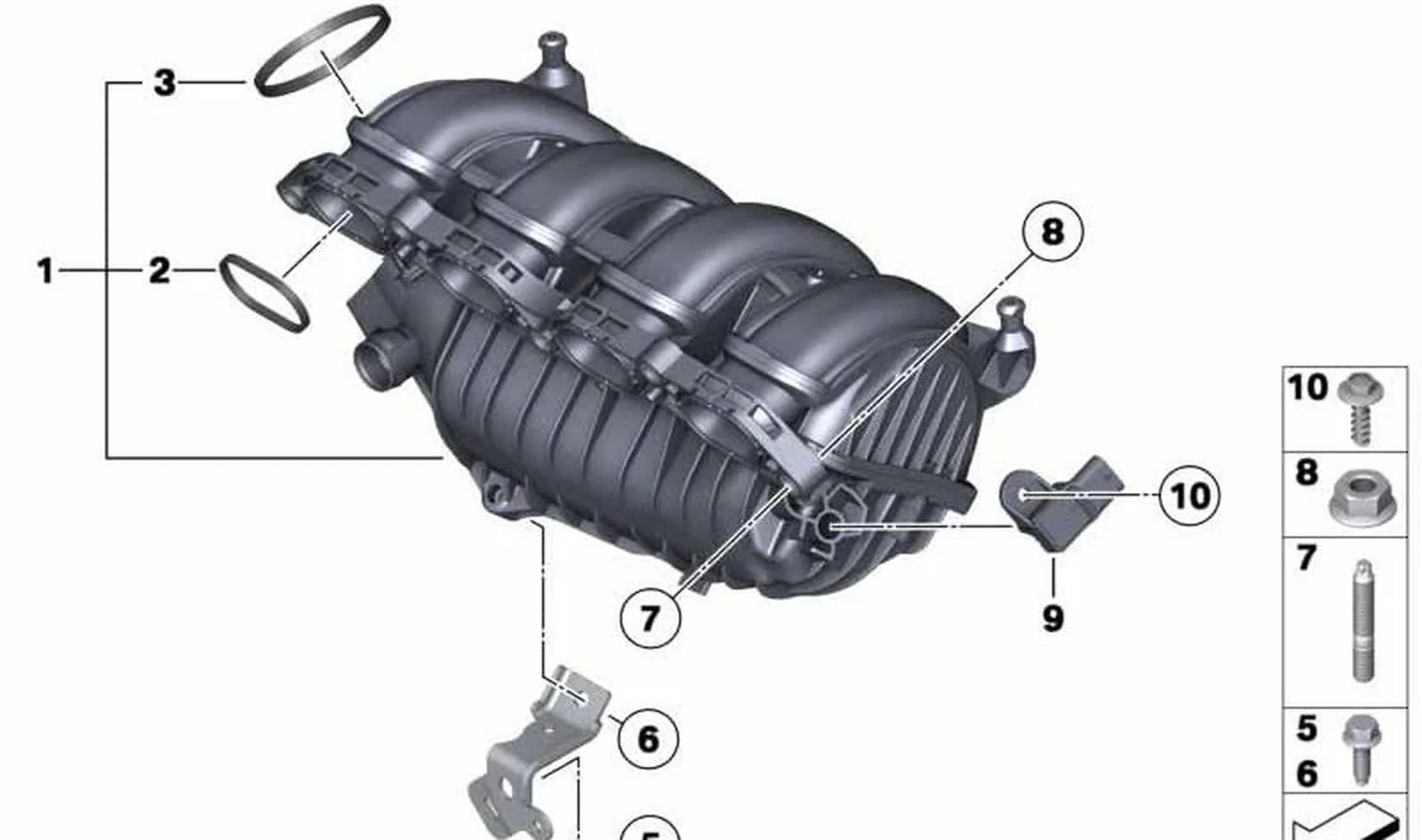 Soporte de tubería de aspiración OEM 11617569966 para MINI R56, R55, R57, R58, R59, R60, R61. Original MINI.