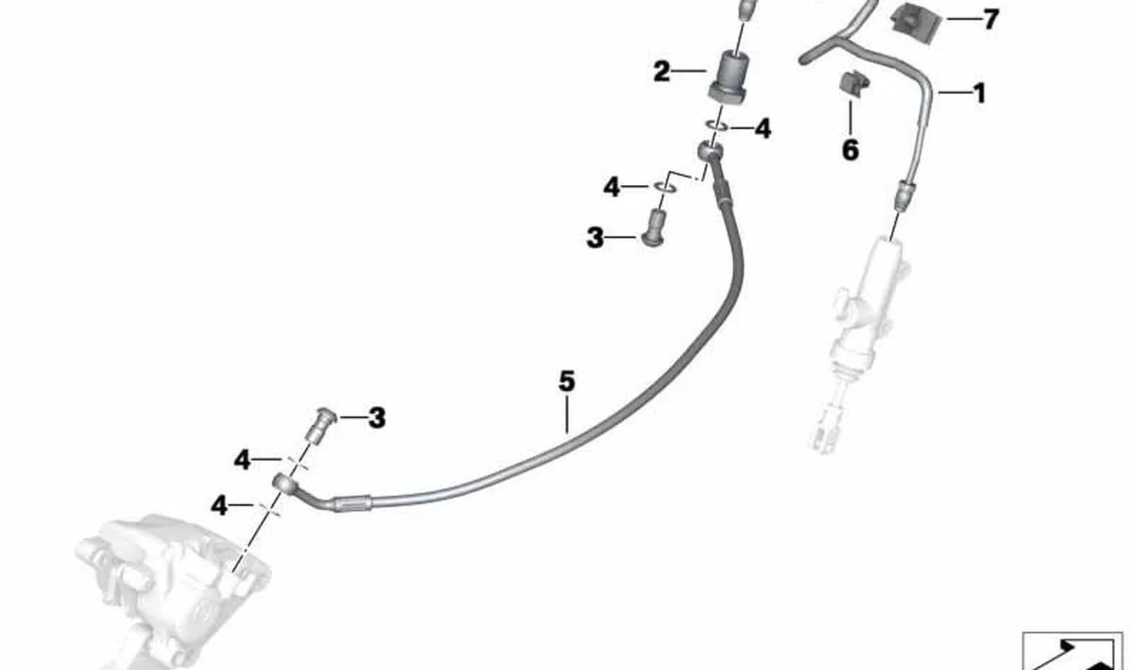 Soporte de tubería de freno OEM 34217681029 para BMW Motorrad F800GT, F800S, F800ST, F800R. Original BMW Motorrad.