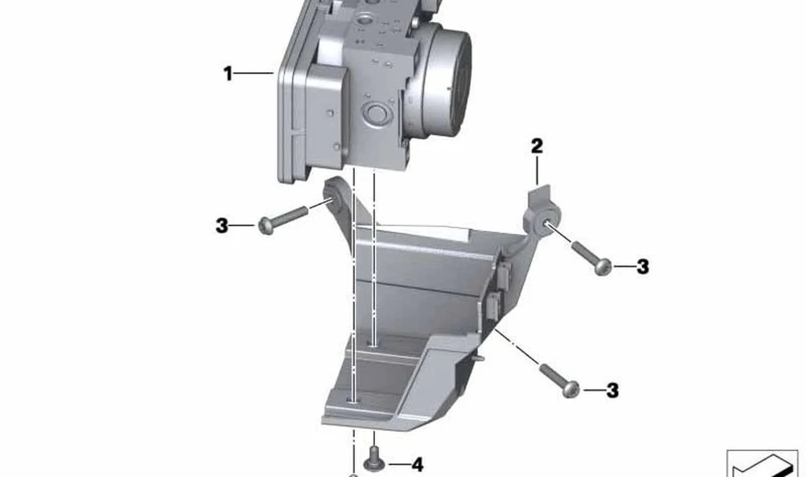 Soporte del modulador de presión ABS OEM 34518536824 para motos BMW K 1600 GT, K 1600 GTL, K 1600 GTL Exclusive y K 1600 Bagger. Original BMW Motorrad.