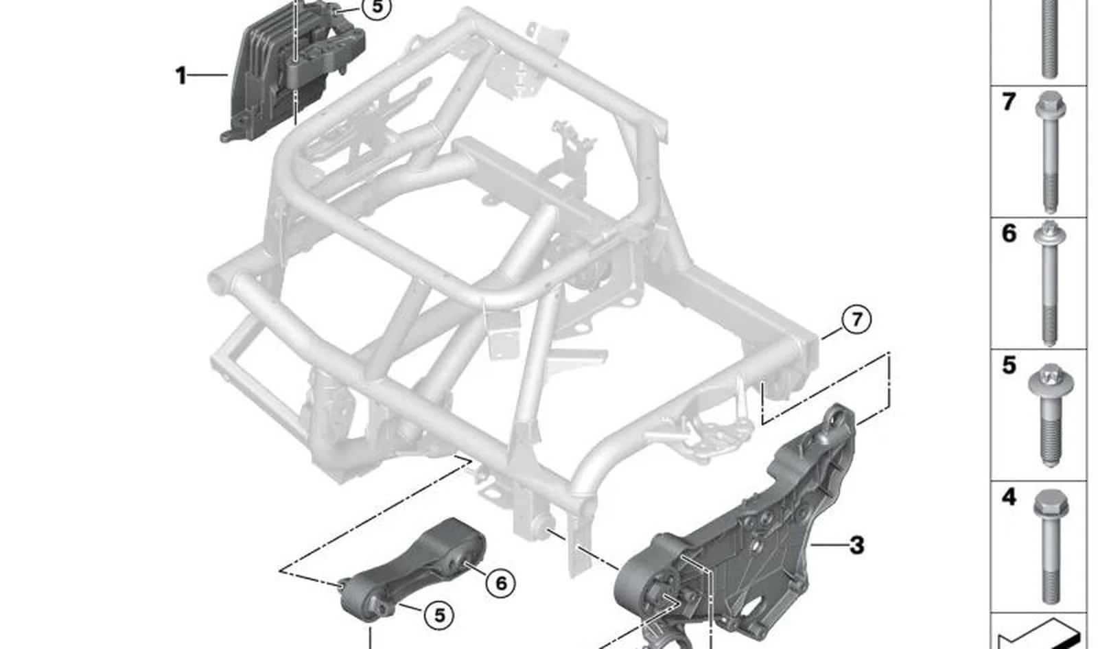 Soporte del motor OEM 22118835562 para MINI F56, F56 LCI, F56 BEV, F57 y F57 LCI Cooper SE, JCW... y más. Original MINI.