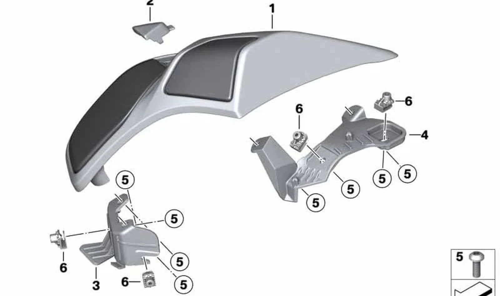 Soporte del panel protector superior derecho OEM 46548522790 para motos BMW K 1600 Bagger K61 (2017-2021, 2021-...) Original BMW Motorrad